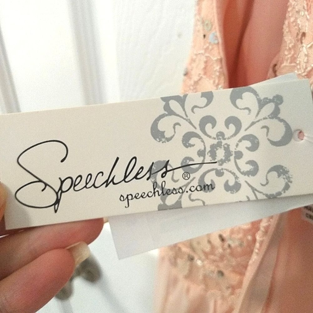 NWT Blush Pink Lace Sparkle Cutout Prom Dress Gown Size 11 - Picture 8 of 10